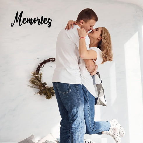 Hotop Metal Word Sign, Rustic Black Cutout "Memories" Wall Decor for Home, Library & Office