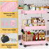 SPACEKEEPER Rolling Storage Cart, 3 Tier Bathroom Organizer, Mobile Shelving Unit for Office, Kitchen, Bathroom, Pink