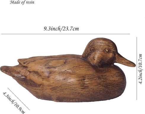 Hymmah Wooden Texture Duck Home Decor Statue Rustic Home Decorations for Living Room, Boho Sculpture Resin Animal