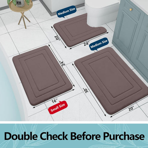 Arotive Memory Foam Bathroom Rug Mat 24x16, Ultra Soft and Absorbent Bath Mat for Bathroom Floor, Brown