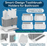 Countertop 6 Bathroom Organizer with Front Ledge for Phone, Detachable Kids Toothbrush Holders with Cord Slots and Ring