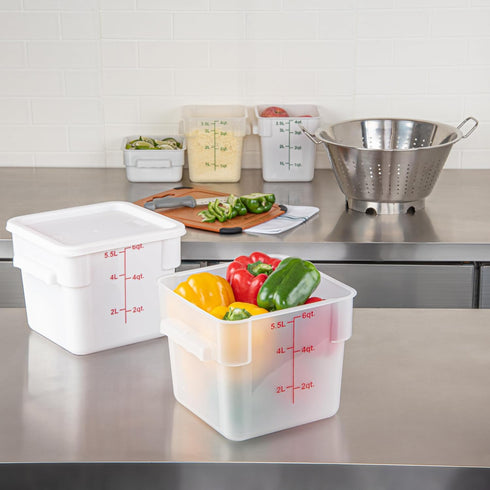 Restaurantware Met Lux 6 Quart Food Storage Container, Translucent with Volume Markers, Lids Sold Separately