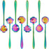 8 Pieces Flower Spoon Coffee Teaspoon Set - Stainless Steel Tableware - 8 Different Patterns (Rainbow Color)