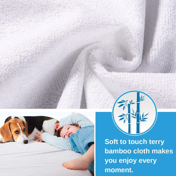 King Size Cooling Waterproof Mattress Protector Pad Cover - Breathable Fitted Sheet Style