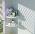 2-Tier 9.5-inch Tirzah White Wall Mount Corner Shelf with Gold Metal Guardrail, Diamond-Shaped Wood Corner Floating