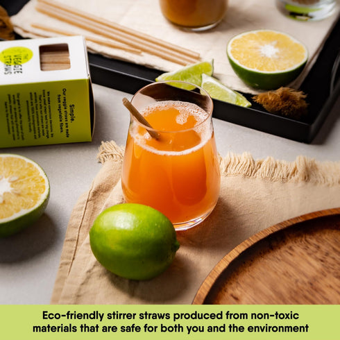 150 PCS of 4.75 Inches Unwrapped Biodegradable Drink Stirrers, Made of Vegetable Fibers, Best Cocktail Stirrers
