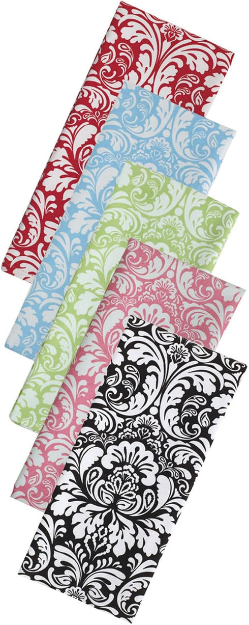 DII Cotton Dish Towel Set, Damask Print, Black, 18x28, 2 Count