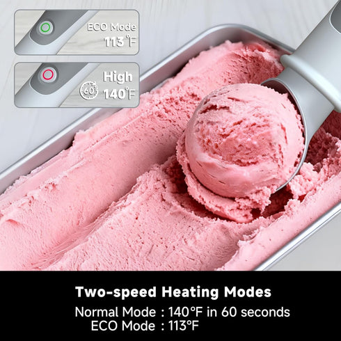 Frozen SEAINGO Heated Ice Cream Scoop - Rechargeable, ON/OFF Safety Lock Switch, Two Warming Modes, Ergonomic Handle