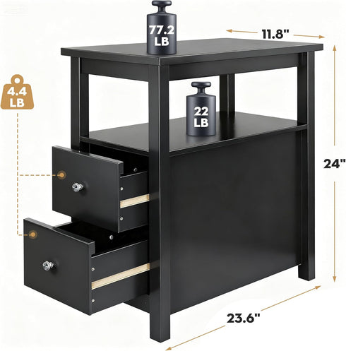 ZENY Compact End Table with Drawer and Open Shelf - Perfect for Living Room or Bedroom