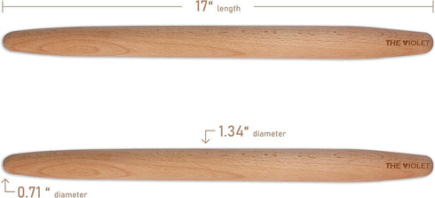 THE VIOLET Wooden French Rolling Pins for Baking, Fondant, Pasta, Dough, 17" Tapered Design - Essential Kitchen Tools