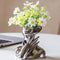 BrownLove Silver Ceramic Face Vase, Modern Silver Decorative Art Vase, Bookshelf Placed On