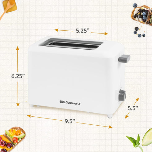 Elite Gourmet ECT-1027# Cool Touch Toaster, 7 Toast Settings, Extra Wide Slots, 750-Watts, White