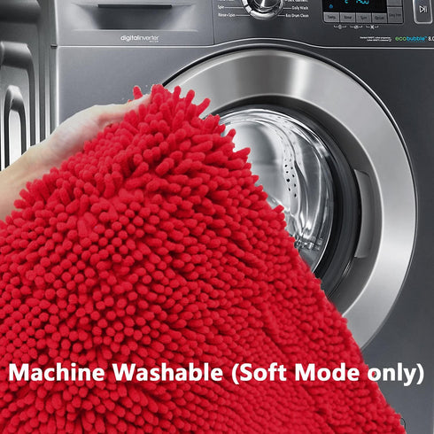 Bathroom Rugs Chenille 3-Piece Set, Extra Soft Absorbent Shag Mats, Machine Wash, Non-Slip Underside, Plush Carpet