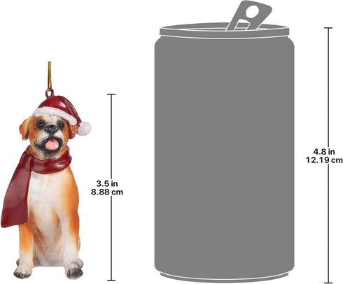 Design Toscano JH576303 Christmas Boxer Holiday Dog Ornaments, Full Color