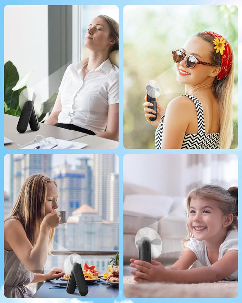 Mini Handheld Fan, Portable USB Rechargeable Pocket Fan, 2000 mAh Battery Operated, 3 Speeds Adjustable for Travel