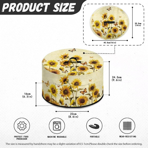 Sunflower Oval Slow Cooker Cover for Crock Pots, Butterfly Design, Resistant Kitchen Appliance Protection Case