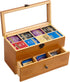 WELLAND Wood Tea Bag Organizer, Storage Box with Clear Acrylic Window, 2-layer