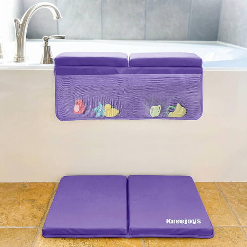 Kneejoys Elbow Bath Kneeler and Rest Pad for Baby - Memory Foam Kneeling Mat for Tub and Bath Toy Organizer