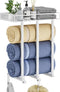 Ovicar Towel Racks for Bathroom - Wall Mounted Towel Rack with Metal Shelf & 3 Hooks, 3 Bars Towel Holder for Small