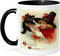 3dRose "Halloween Greetings" Two Tone Black Mug, 11 oz, Multicolor, Cat, Girl, Costume, Trick or Treat, Witch