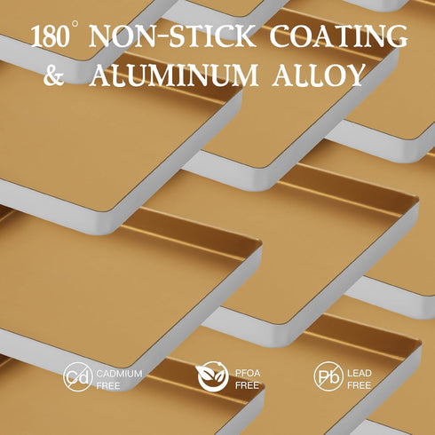 FORBAKE Non-Stick 11" Square Baking Sheet, Golden Aluminum Alloy Oven Pan for Cookies & More
