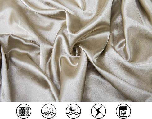 Lanest Housing Satin-Silk Pillowcase Queen, Beige Satin Pillowcase for Hair and Skin, Super Soft, Cooling