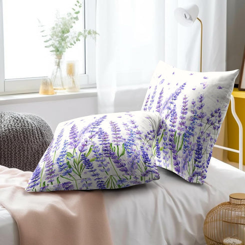 Sweetshow Spring/Summer 18 18 Inches Set 2 Purple Lavender Pillowcovers Purple Flowers Leaves Throw Pillow Covers