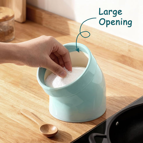 Counter Salt Pig, Dishwasher Safe Ceramic Salt Cellar Modern and Minimalist, Salt Pig Ceramic for Convenient Access