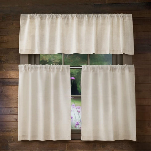Valea Home Linen Valance for Kitchen, Rustic Farmhouse Crude Window Curtain Valances 18 inch Length for Living Room