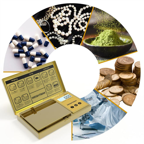 WEIGHTMAN Digital Scale, 200g/0.01g Pocket Scale, Gold Titanium Plating, Mini Jewelry Scale with 6 Units