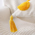 PANOD Super Soft Farmhouse Decorative Plush Throw Pillow Covers 12 x 20, Solid Pom Pom Tufted with Tassels (Yellow)