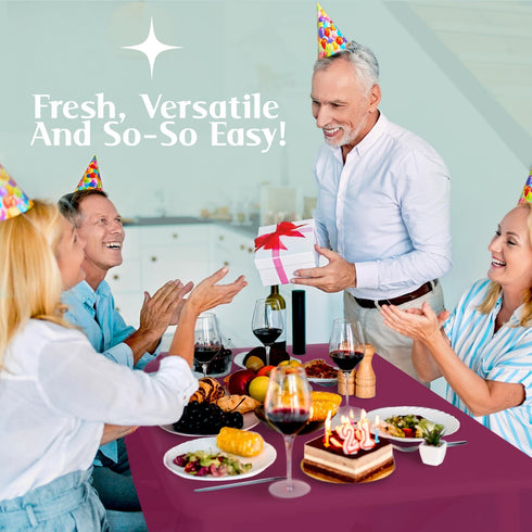 Mountclear Disposable Plastic Tablecloths for Parties, Pack of 12, 54x108” Rectangle for Events