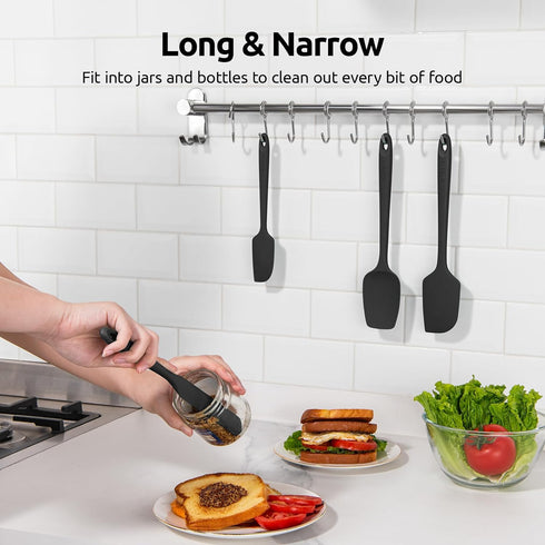 U-Taste Silicone Spatula Set, Heat Resistant to 600 Degrees Fahrenheit (Black)