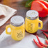 Yellow Salt and Pepper Shakers Set - Glass Salt and Pepper Set for Cooking Table, RV, BBQ, Easy to Clean & Refill -