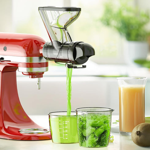 Masticating Juicer Attachment for KitchenAid Mixer, Cold Press Juicer Accessories with Dual Feed Chute