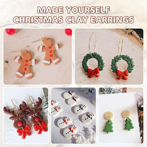 KEOKER Christmas Clay Cutters, 12 Shapes Mini Cutters for Earrings Making, Small Christmas Tree Clay Cutters