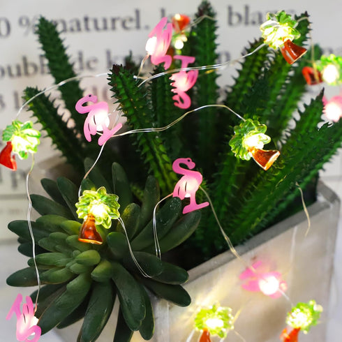 Flamingo&Palm Tree Fairy Lights 30 LED Copper String Lights with Remote Control