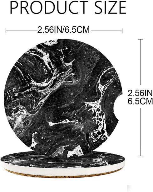 Britimes Absorbent Car Coasters, 2 Pack for Cup Holders, 2.56" Ceramic Stone & Non-Scratch Cork Base