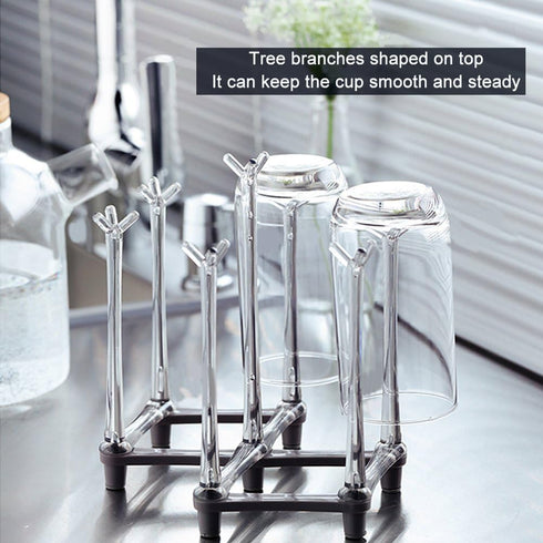Marbrasse Retractable Cup Drying Rack, Drinking Glass and Sports Bottle Drainer Stand, Plastic Bag Dryer with Non-Slip Bottom for Kitchen Countertop, 2p by Marbrasse