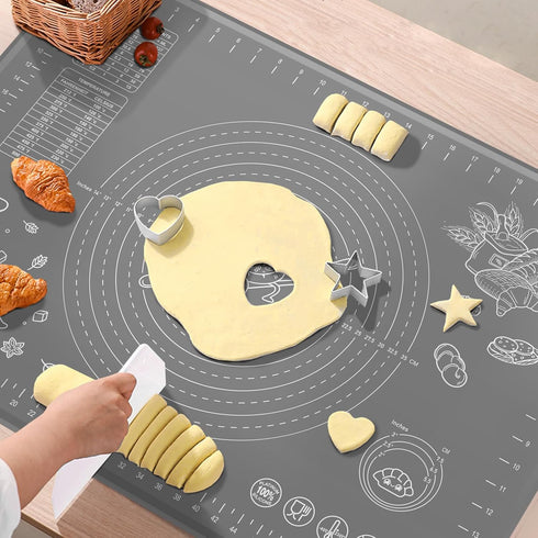 Silicone Pastry Mat Extra Thick Non-stick Baking Mat, 28" x 20" with Measurements for Rolling Dough, Kneading, Counter
