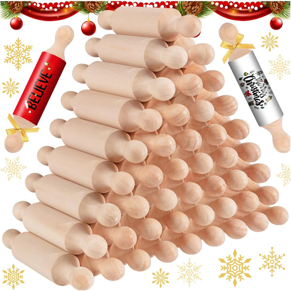 FFNIU 45Pcs Wooden Mini Rolling Pin Long Kitchen Baking Small Dough Rolling Pin