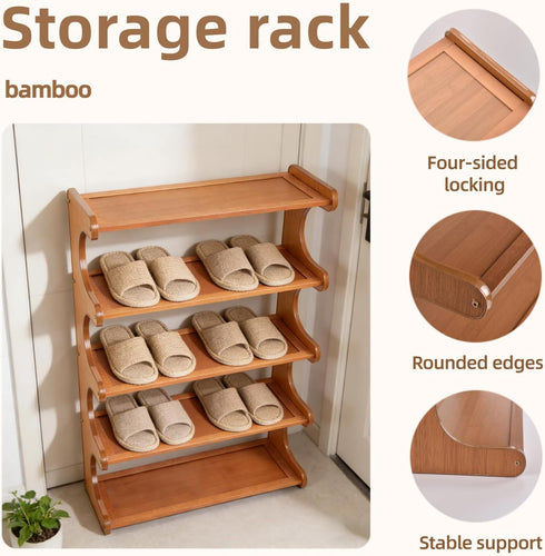 Eloplzxe 5 Closet,Small Closet 18.897.4825.98inch Shoe Rack,Small Tier Shoe Organizer Storage Shelf,Bamboo Narrow Shoe