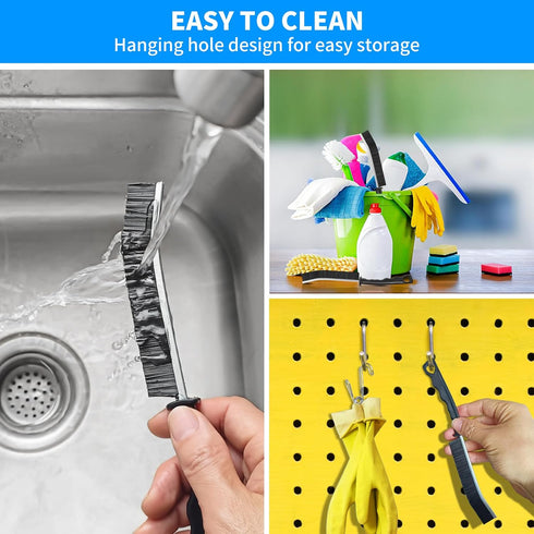 4TH Multi-Purpose Hard Bristle Cleaning Brush - Deep Reach Gap Tool for Household Use, 4 Pcs in Black
