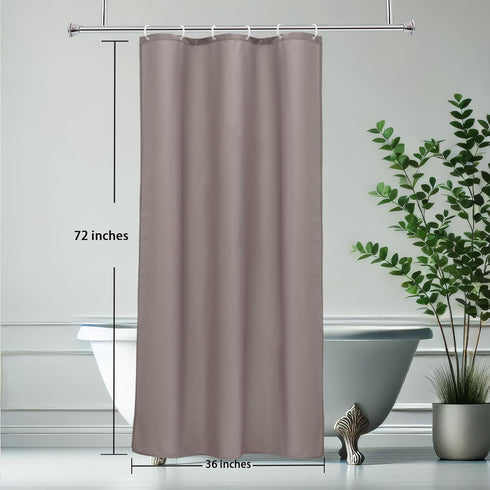AooHome Shower Curtain Liner, Half Size 36x72 Inch, Solid with Hooks, Waterproof, Weighted Hem, Chocolate