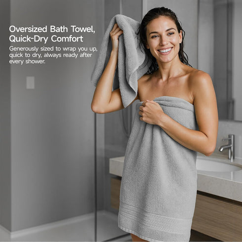 8 Set 100% Set 2 2 4 600 Sets, REDKISS Piece Grey Towels - Cotton Towels with Large Bath Towels, Hand, Washcloths, GSM