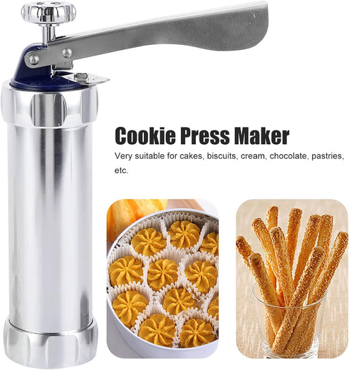 Topyond Cookie Press with 24 Nozzles, Adjustable Biscuit Maker Machine, Cookie Gun for Baking Cakes, 20 Discs