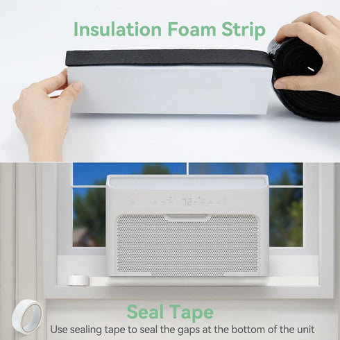 2 Pack Window Air Conditioner Foam Block, U-Shaped Insulation Foam Block for Indoor AC Unit, White