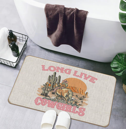 Western Door Mat 17"X30" Long Live Cowgirls Indoor/Outdoor Entrance Cowgirl Dorm Room Decor