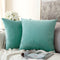 MIULEE Pack of 2 Velvet Soft Solid Decorative Square Throw Pillow Covers, 18x18 Inch, Aqua Green