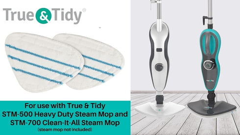 True & Tidy Extra Thick Mop Pad Pack Refill for STM-500, STM-700, and STM-700A Steam Mops, Machine Washable (4-Pack)